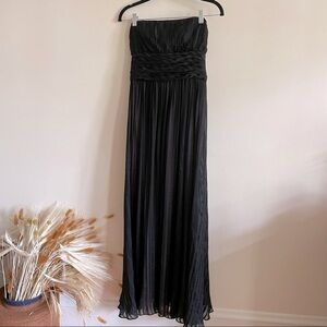 BCBGMaxAzria Black Silk Maxi Strapless Dress